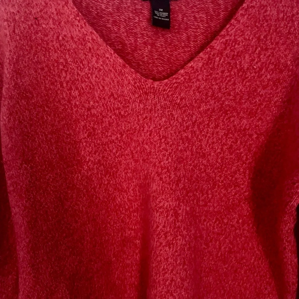 Daniel Bishop Coral Red 100% Cashmere V-Neck Sweater Size 3X - Picture 3 of 6